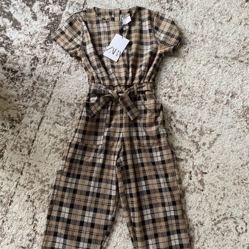 New Without Tags Zara Girls Plaid Jumpsuit